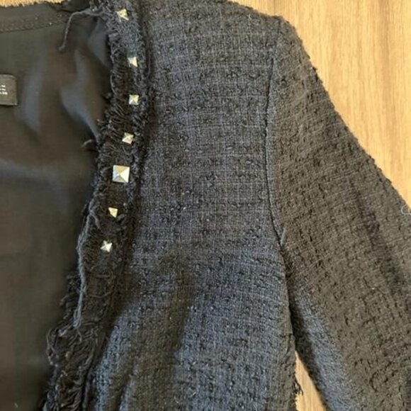 Zara- Black Blazer with Studs. Size Medium - Picture 4 of 6